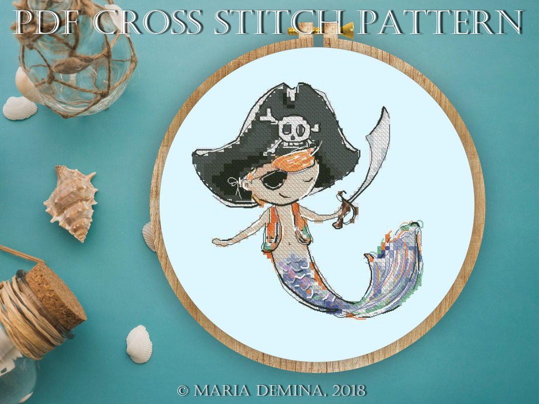 Merboy - Little Pirate PDF cross stitch pattern - 手工艺教程/工具书 - 其他材质 