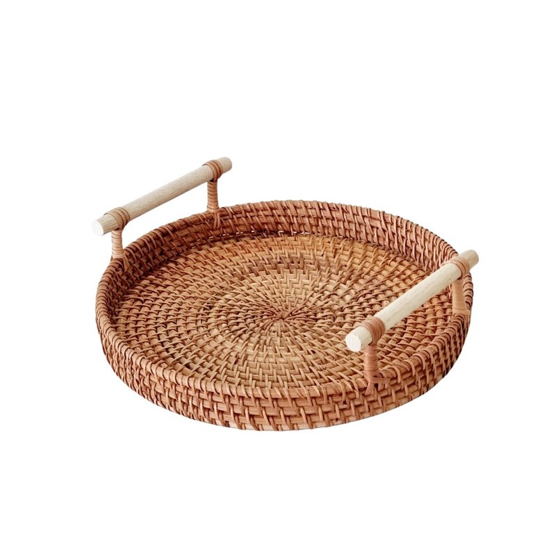 木柄藤托盘（粗藤） - 盘子/餐盘/盘架 - 木头 咖啡色