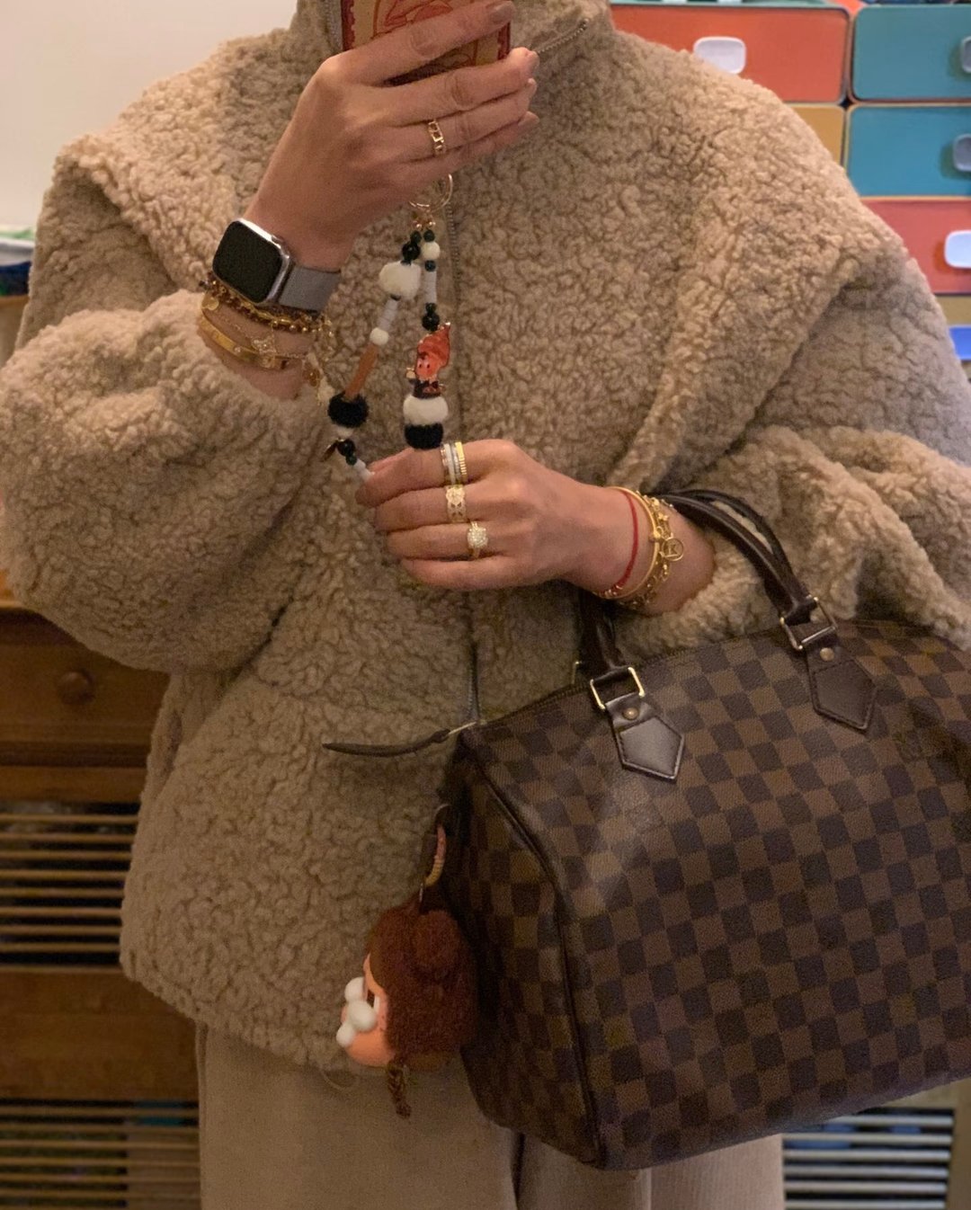 Louis Vuitton Speedy 25 Damier 棋盘格纹手提包 低调经典款 - 手提包/手提袋 - 真皮 咖啡色