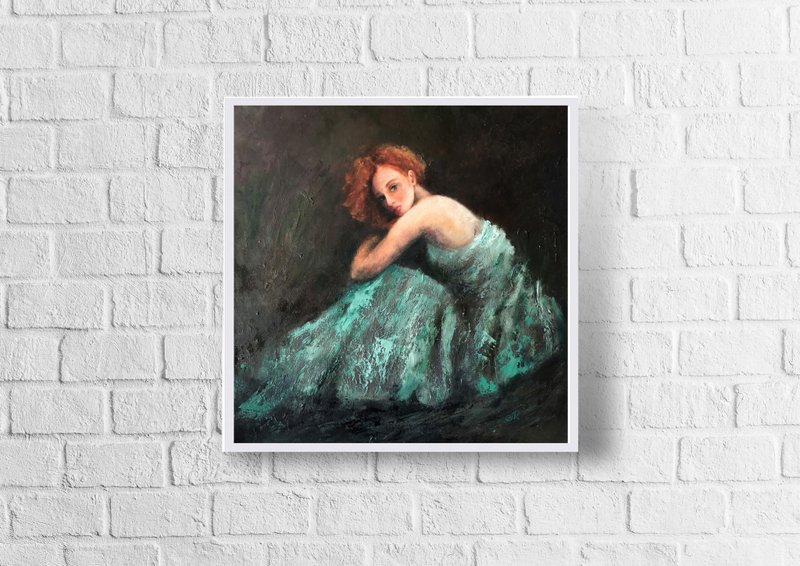 女人油画原创家居装饰艺术 - 海报/装饰画/版画 - 其他材质 绿色