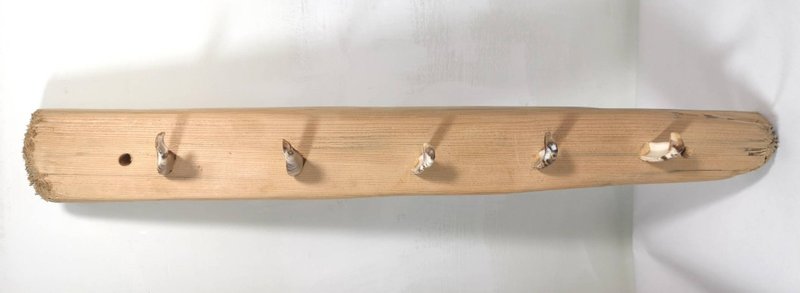 红桧木衣帽架壁挂 衣帽挂钩排钩 原木衣帽架 5连钩 墙面挂钩 吊架 - 衣架/挂勾 - 木头 咖啡色