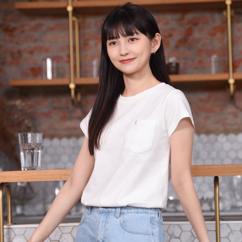 Original 口袋蓝鹊T∣蓝鹊电绣。鲜奶白经典素T。丝滑纯棉共7色 - 女装 T 恤 - 棉．麻 