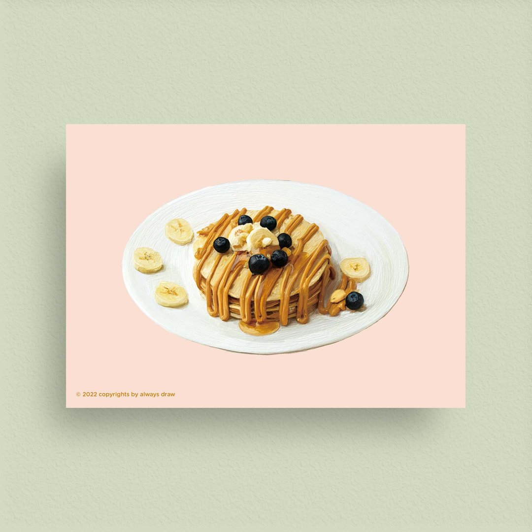 松饼明信片H - always eat 总绘吃系列 - 卡片/明信片 - 纸 粉红色