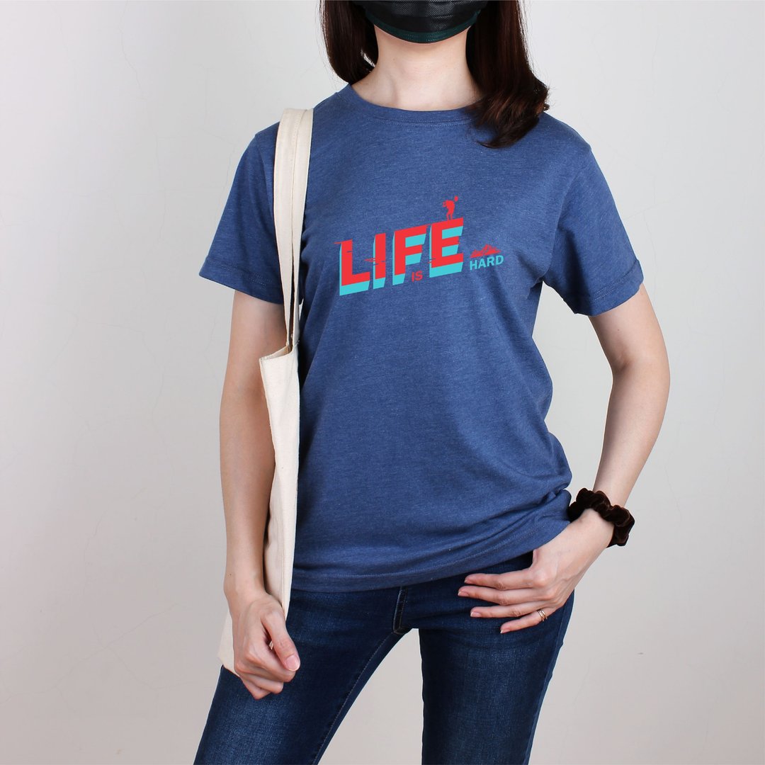 现货-【复古】Life is hard人生好难  女上衣/T-Shirt/女装 - 女装 T 恤 - 棉 白色