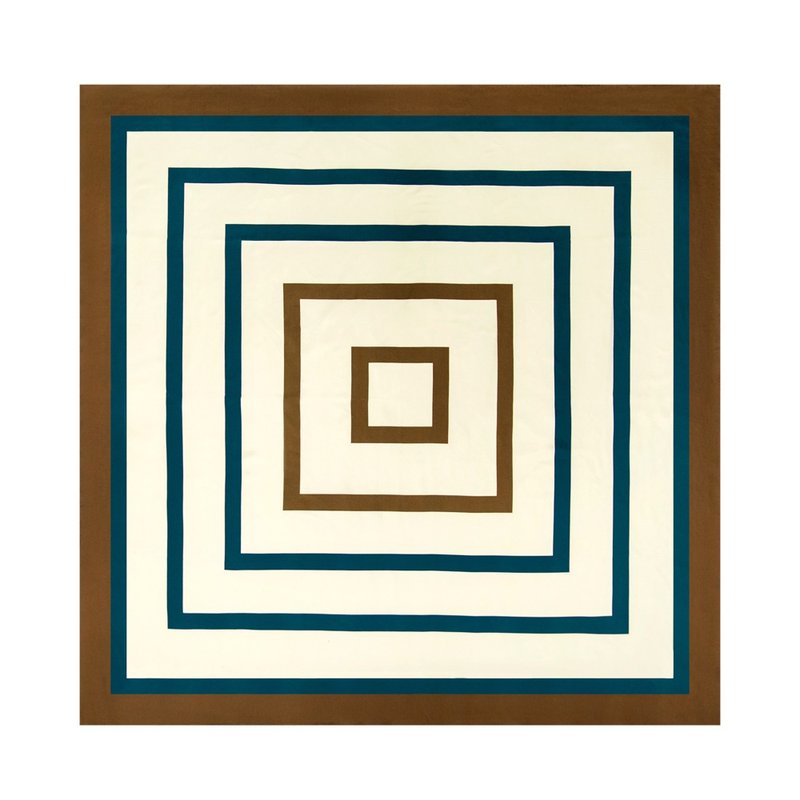 retar 褐蓝方纹原创桑蚕丝斜纹围巾披肩大小丝巾方丝真丝法式复古 - 丝巾 - 丝．绢 