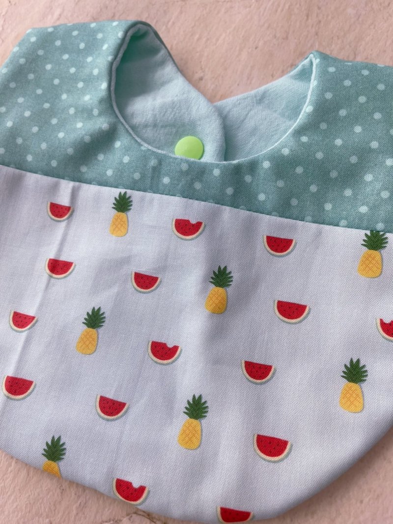 凤梨西瓜配。纯棉六层纱水滴围兜/可双面用 - 围嘴/口水巾 - 棉．麻 多色