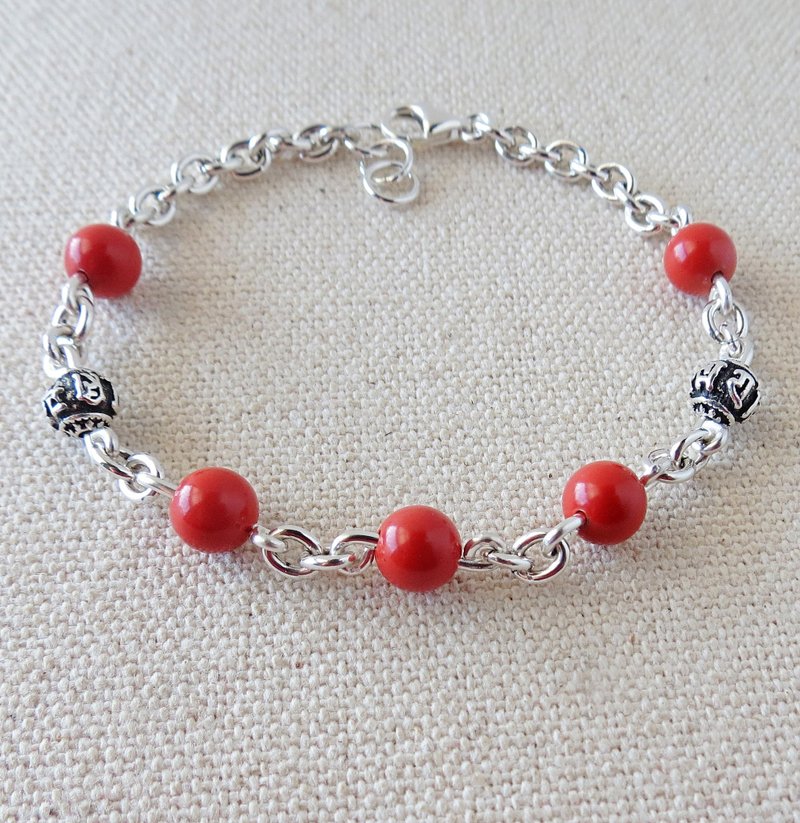 【六字大明咒】朱砂手链**开运、招财、辟邪、挡厄【本命年】 - 手链/手环 - 其他金属 红色