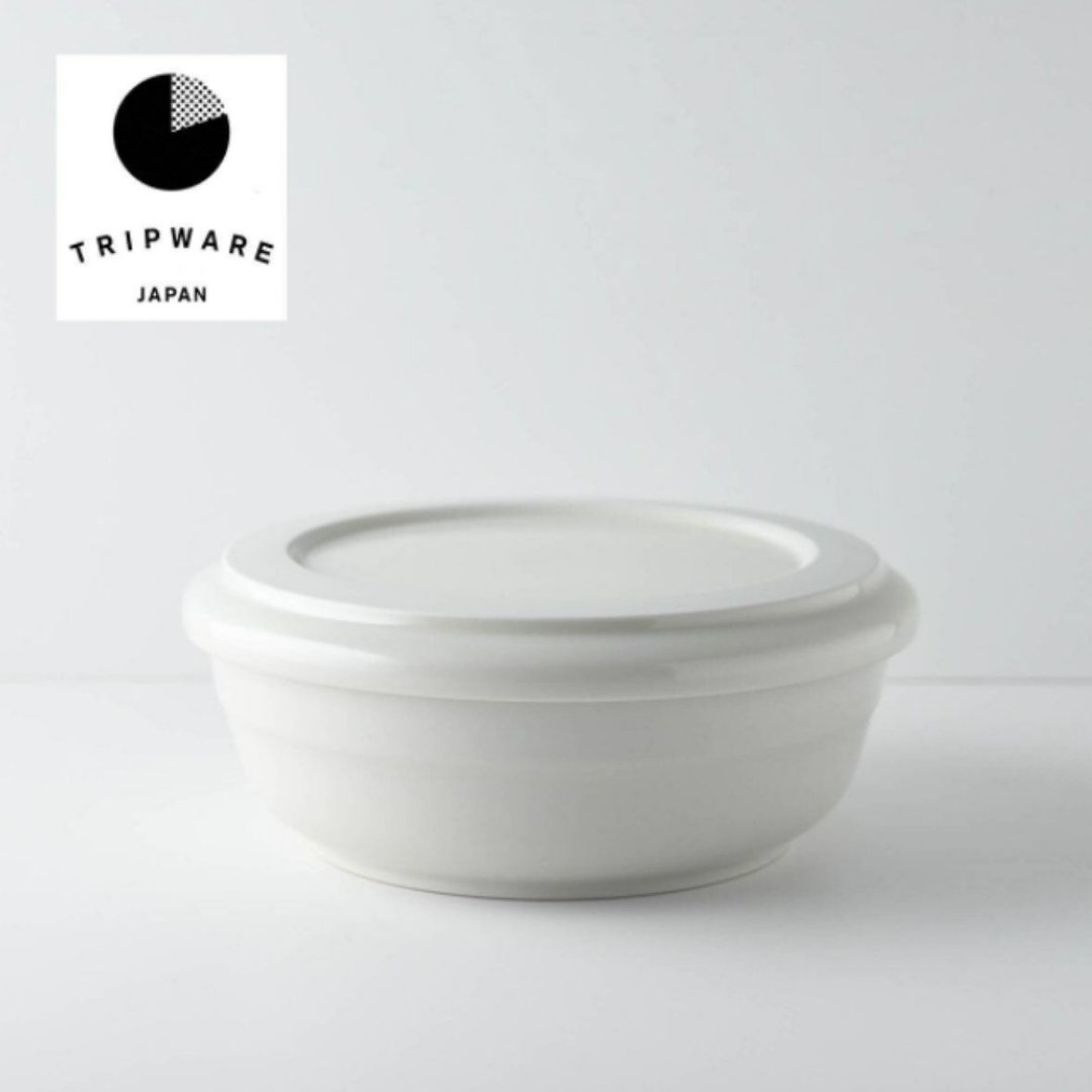 【Trip Ware Japan】圆碗盖组 日本制 美浓烧 (经典白) - 盘子/餐盘/盘架 - 陶 