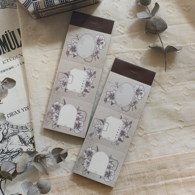 旧书页 - 朱槿花框 便笺本 - 便条纸/标签贴 - 纸 灰色