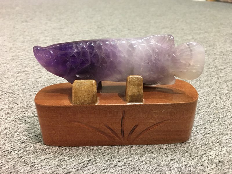 天然紫晶锂鱼摆件 - 招财 招人缘 有助学业 - 摆饰 - 水晶 