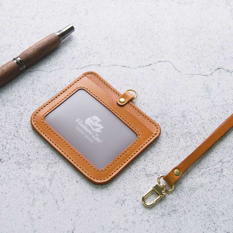 横式证件夹 ID Card Holder / 黄棕 Tan / 免费刻字 - 证件套/卡套 - 真皮 