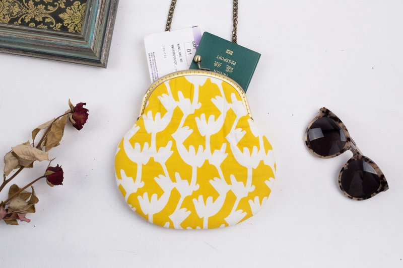 -葇荑-  口金包/随身包/小包/侧背包/生日礼物/交换礼物 - 侧背包/斜挎包 - 棉．麻 黄色