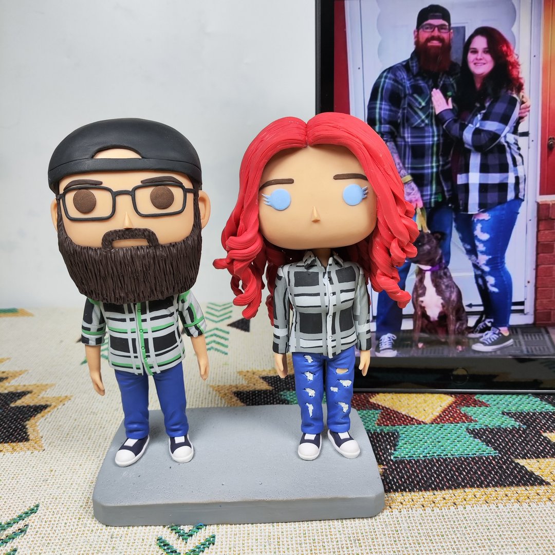 纯手工定制美国Funko Pop 自画像公仔情侣父母夫妻结婚周年礼物 - 玩偶/公仔 - 粘土 多色