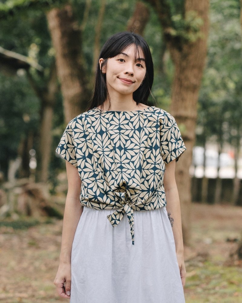 印度盖染工艺亲肤纯棉 打结上衣 － 月桂绿 - 女装上衣 - 棉．麻 多色