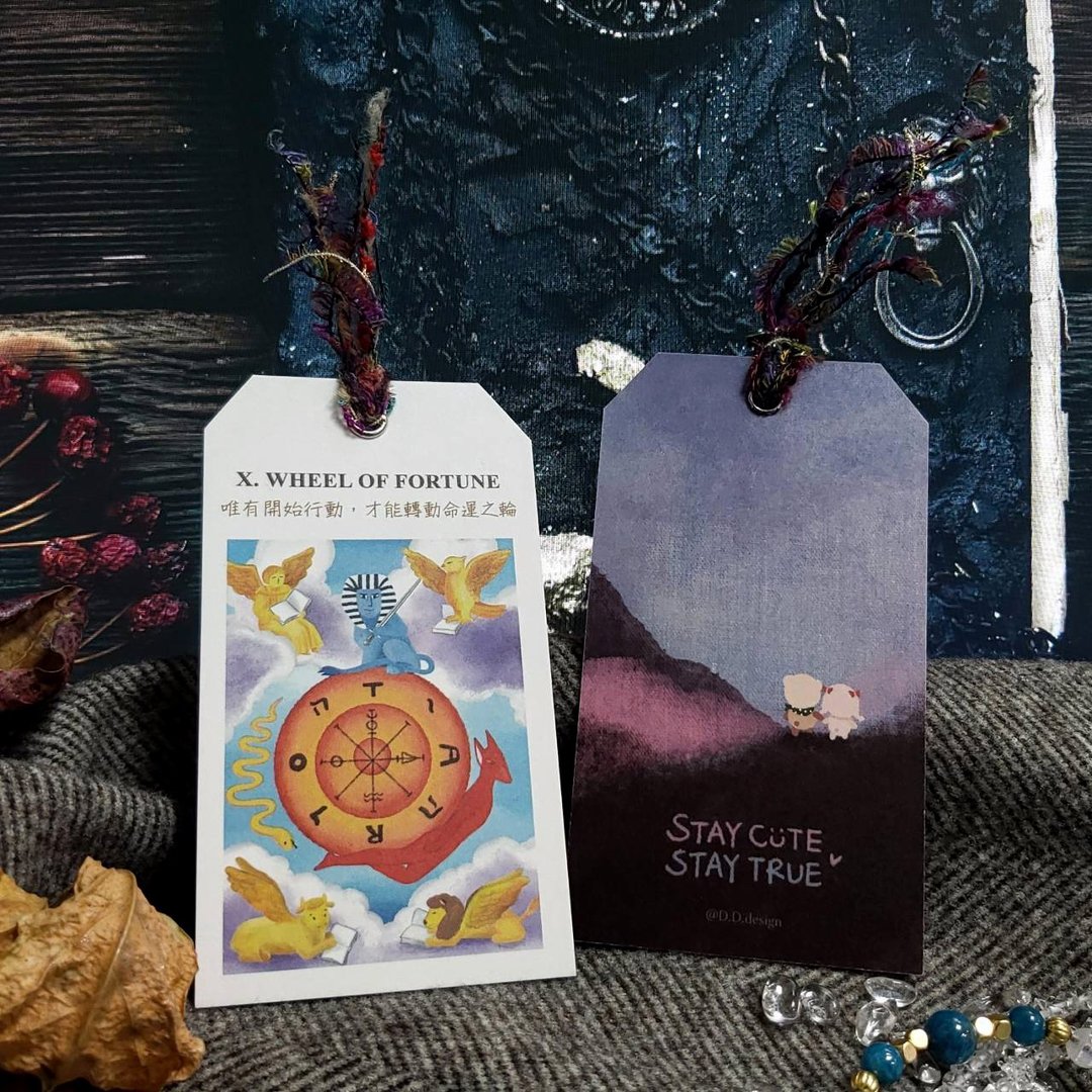 塔罗牌 大牌书签 - X. WHEEL OF FORTUNE - 命运之轮牌 TAROT - 书签 - 纸 多色