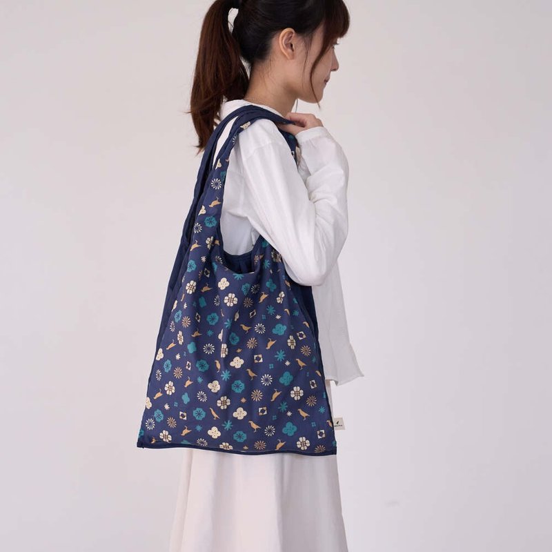 中型侧背背心袋/经典花色/沉稳蓝/经典新色IV - 侧背包/斜挎包 - 棉．麻 蓝色