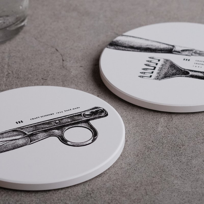 硅瓷吸湿杯垫 / 器具二入 - 杯垫 - 瓷 白色