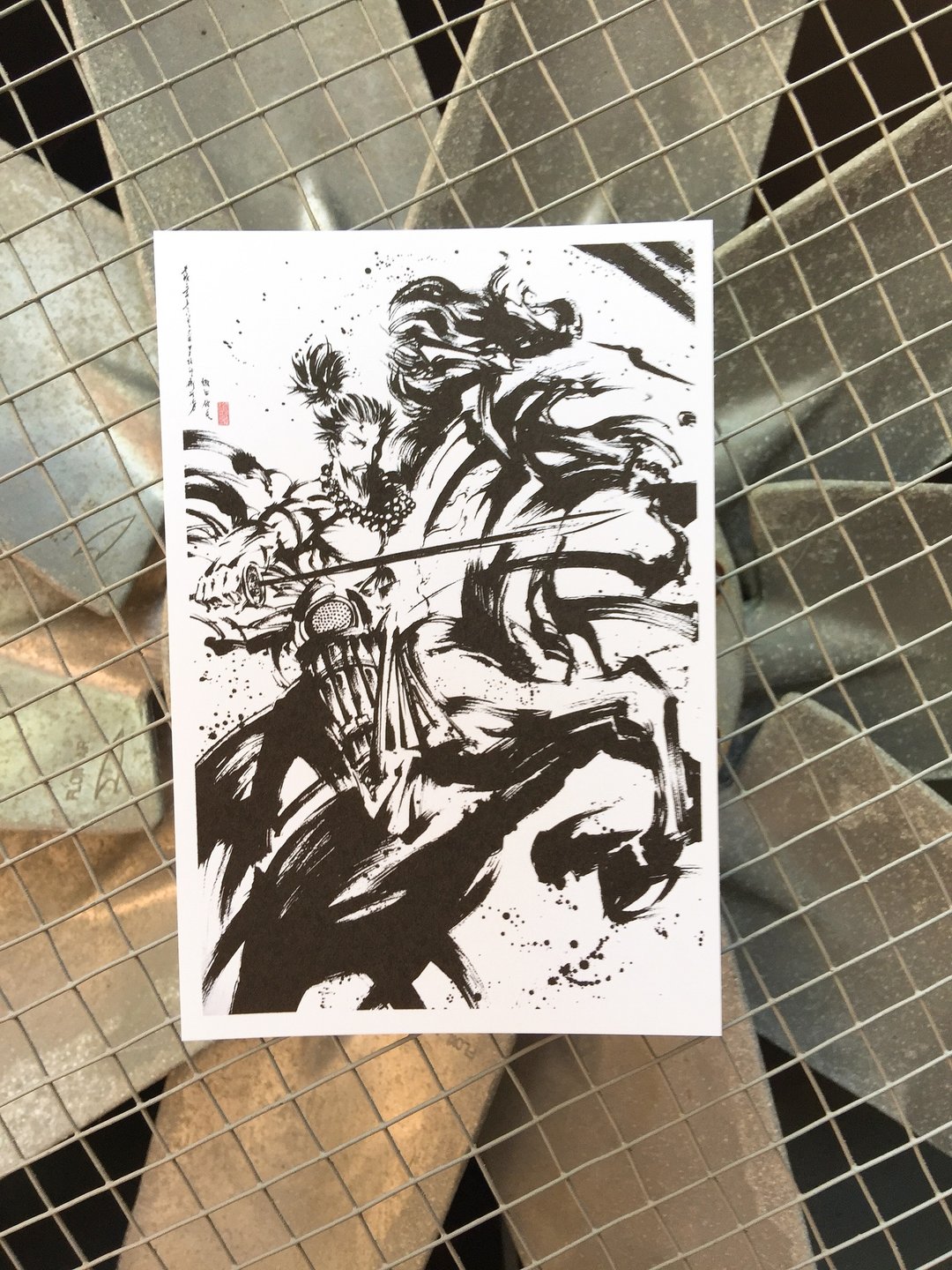 【织田信长-4】-水墨画明信片/日本战国/手绘/墨绘师/收藏/武将 - 卡片/明信片 - 纸 黑色