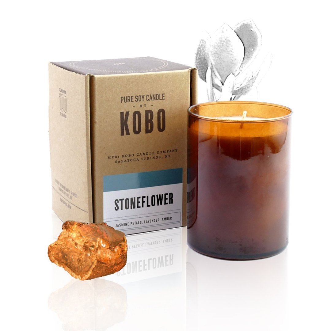【KOBO】美国大豆精油蜡烛 - 森巴生石花 (435g/可燃烧100hr) - 蜡烛/烛台 - 蜡 咖啡色