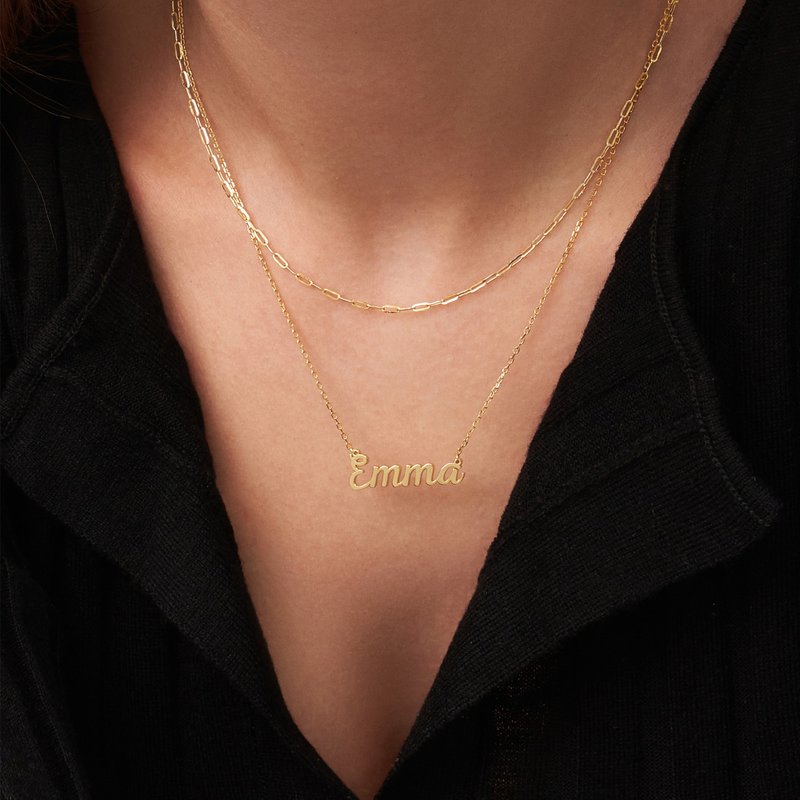 私人訂製 你的名字情侶幾年禮物英文字母項鏈歐美風流行鎖骨鏈 - 项链 - 银 金色