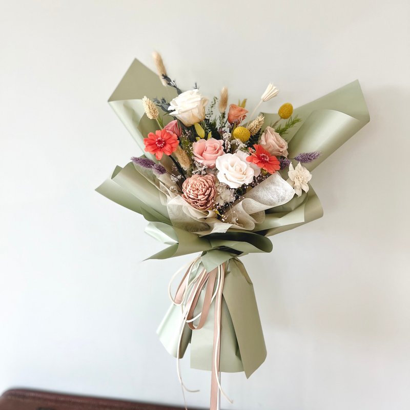 韩式清新亮橘永生花束 毕业花束 春日祝福花礼 永生花干燥 - 干燥花/捧花 - 植物．花 