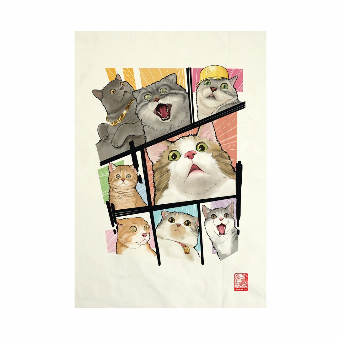 Oh! My cat Fabric Art  Canvas No frame - 其他 - 棉 白色