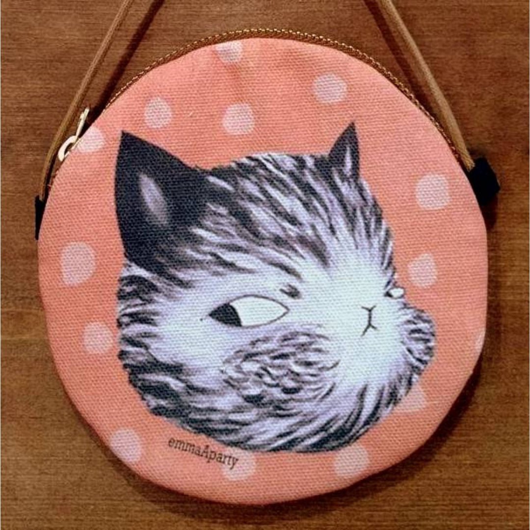 emmaAparty插画小圆包:麻糬猫咪 - 零钱包 - 棉 橘色