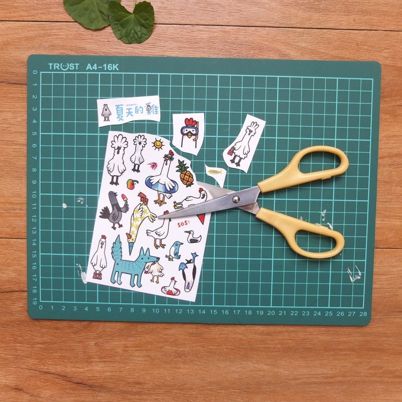 夏天的鸡 透明贴纸DIY / 颜色晒黑版 DOUBLE!! - 贴纸 - 防水材质 多色