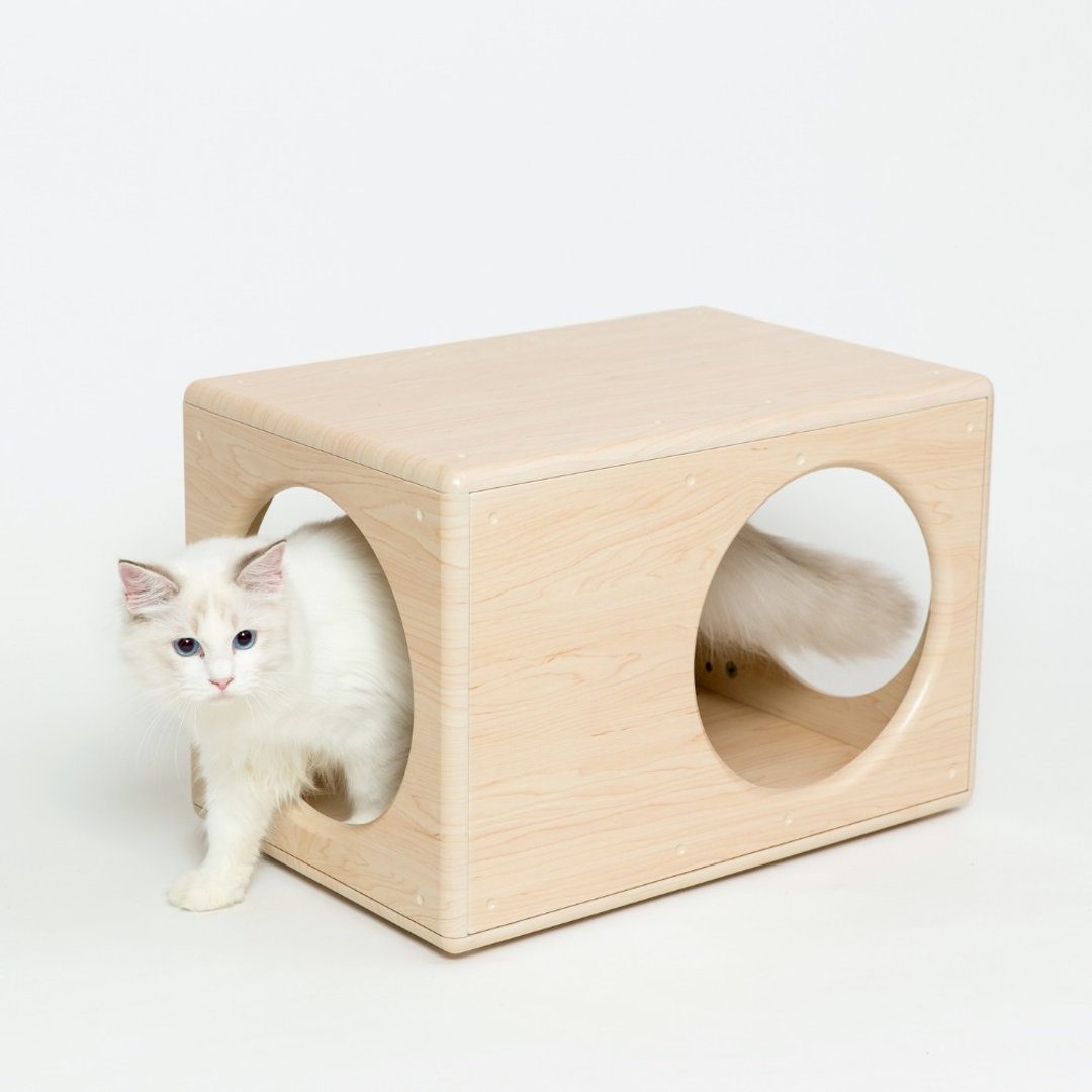 躲猫猫窝-圆洞款 - 抓板/跳台 - 木头 卡其色