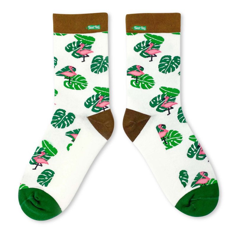 夏日红鹤 - 袜子 - 棉．麻 绿色