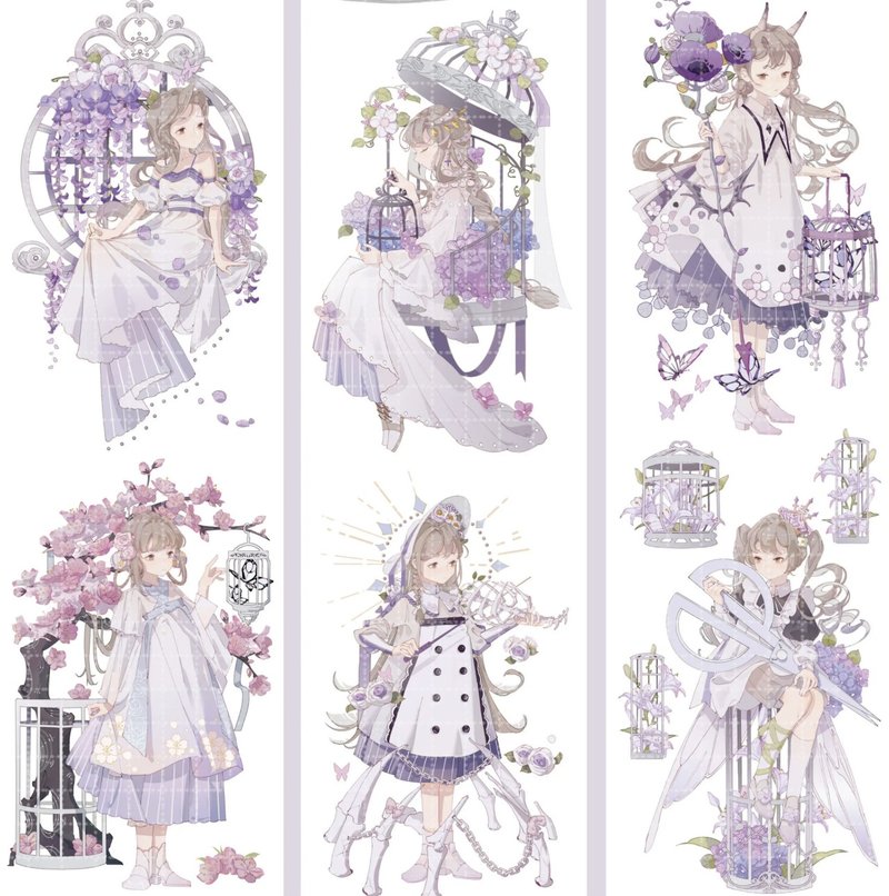 笼中少女 PET 紙膠帶 貝殼光 10米卷 台灣製 - 纸胶带 - 其他材质 紫色