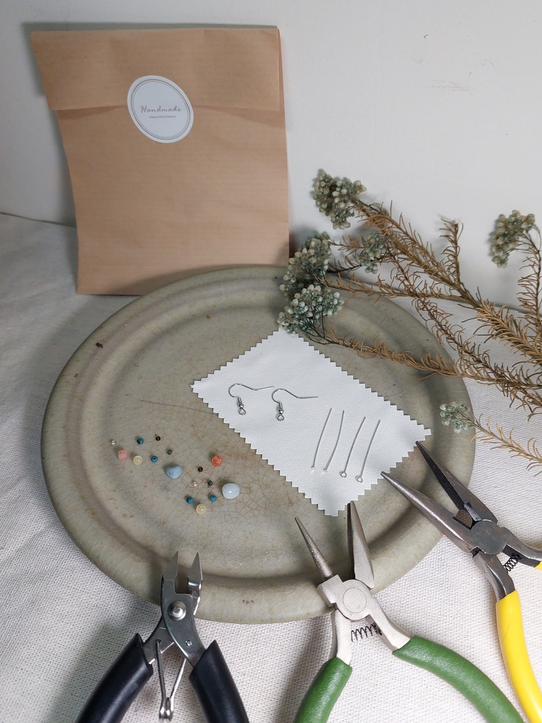 DIY耳环初学者材料包 夏日文青 初学者材料包 - 金工/饰品 - 宝石 