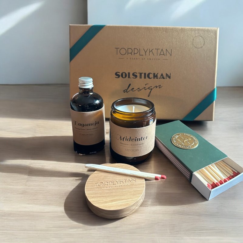 香氛礼盒组-寒冬蜡烛/融冰扩香/经典火柴盒 - 香薰/精油/线香 - 浓缩/萃取物 