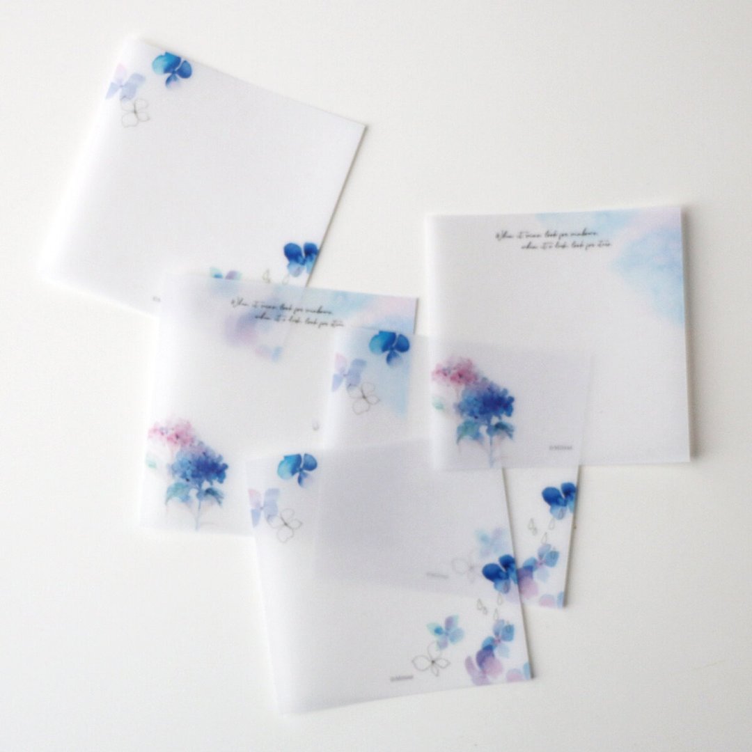 Hydrangea Tracing Message Card - 卡片/明信片 - 纸 蓝色