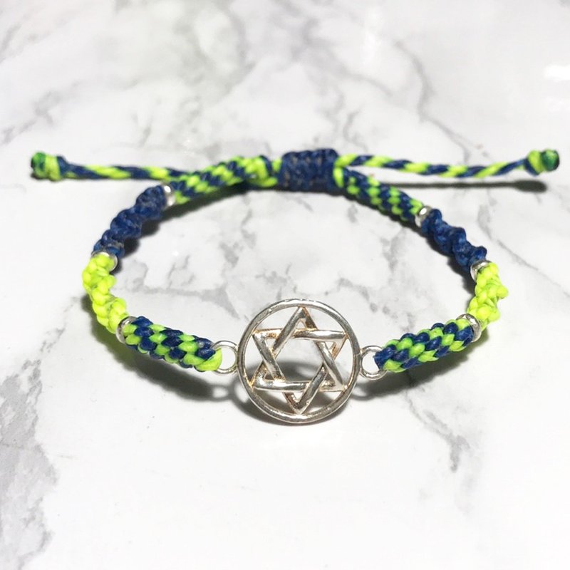 幸运之星 定制手链 防水蜡线  925纯银 六芒星 招人气 好运 蜡线 - 手链/手环 - 纯银 多色