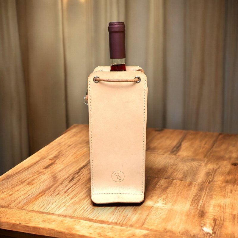 DUAL - 手工植鞣创意折叠红酒袋 - 原色 (派对,礼物,企业合作) - 酒杯/酒器 - 真皮 橘色