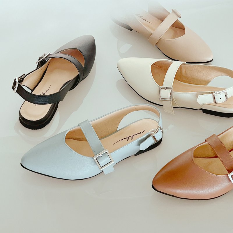 Summer breeze 夏日微风-真皮减压气垫平底鞋 - 其他女款皮鞋 - 真皮 蓝色