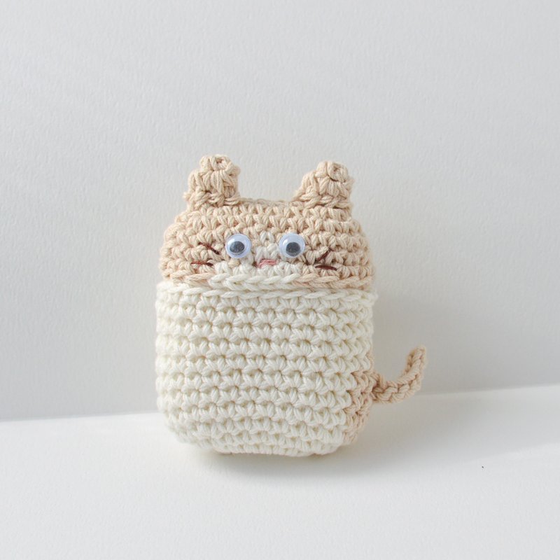 AirPods 保护套 猫 脸上的毛色是八字形的 - 耳机收纳 - 棉．麻 白色