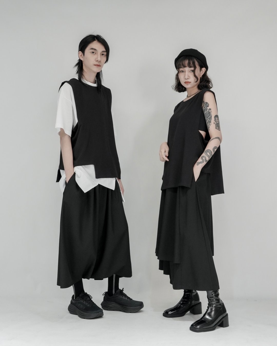MUKK DESIGN 不规则外搭西装背心 - 男装背心 - 聚酯纤维 黑色