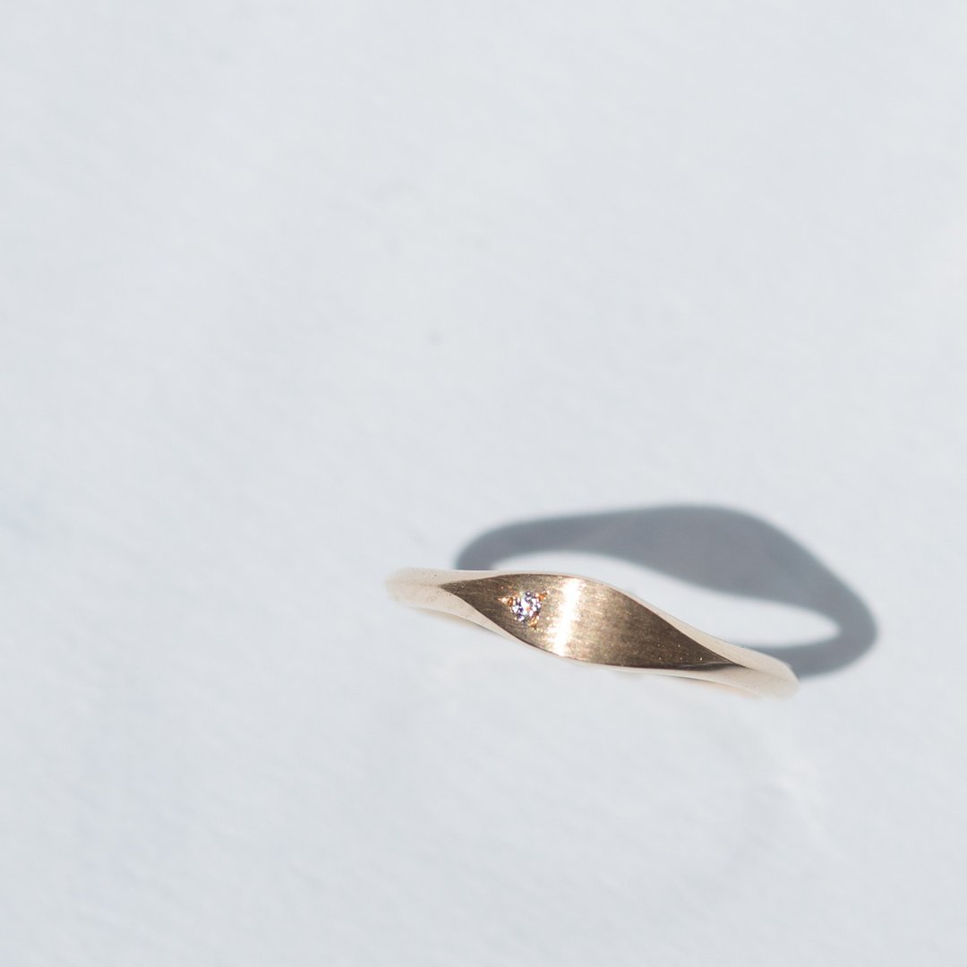K14YG/PG×钻石 0.007ct / La Feuille -小指戒指- - 戒指 - 宝石 金色