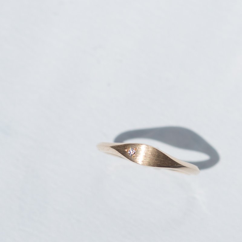 K14YG/PG×钻石 0.007ct / La Feuille -小指戒指- - 戒指 - 宝石 金色