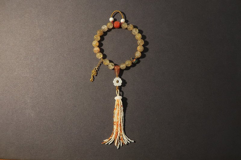 鹿鸣原创手工十八子手持 压襟 佛珠手串 手持念珠 挂件 定制礼物 - 手链/手环 - 水晶 