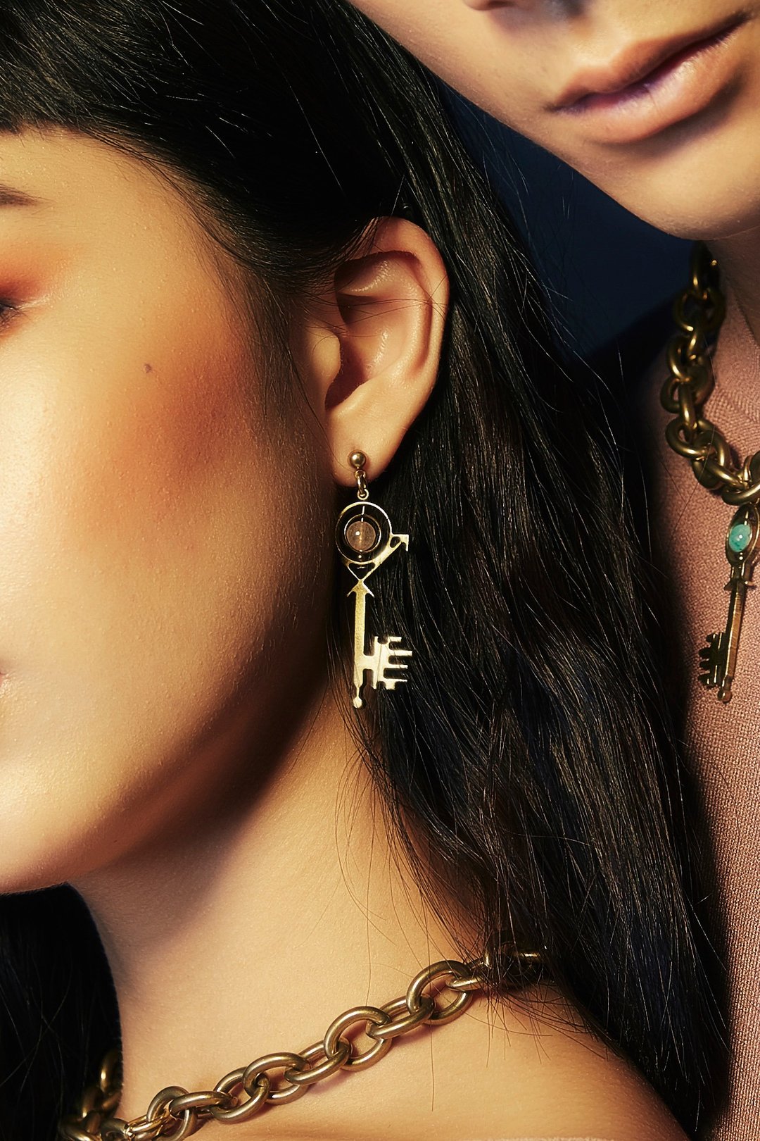 星之钥不对称耳环 ZODIAC ASYMMETRIC EARRINGS - 耳环/耳夹 - 其他金属 