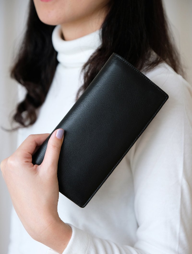 Adel Long wallet (Black) - 皮夹/钱包 - 真皮 黑色