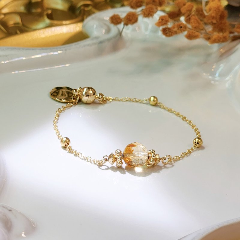 午夜的橙萱 | 黄水晶 招财 天然水晶手链 磁扣 可换延长链 - 手链/手环 - 半宝石 黄色