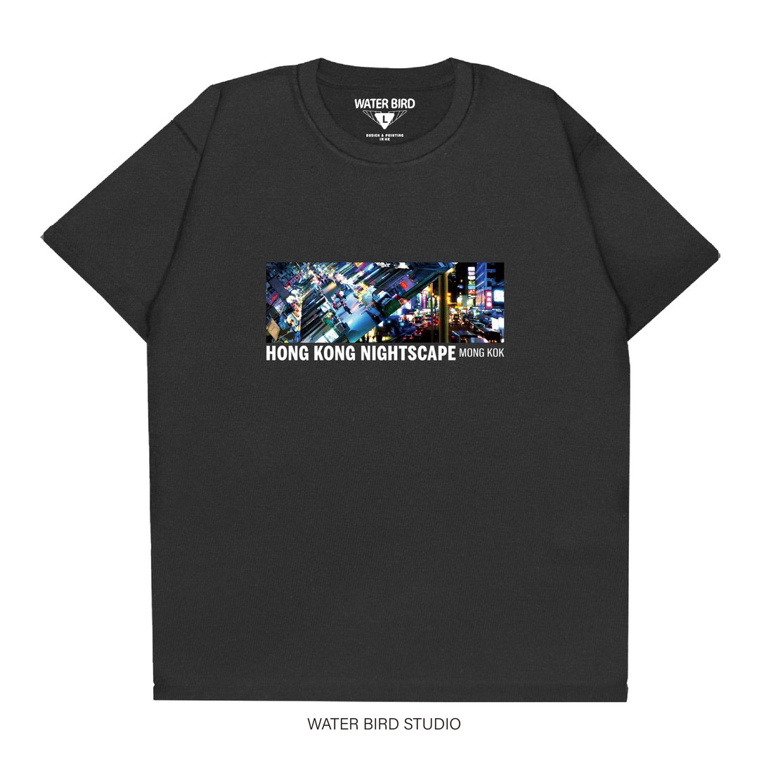 港夜街 - T-Shirt - 男装上衣/T 恤 - 棉 黑色