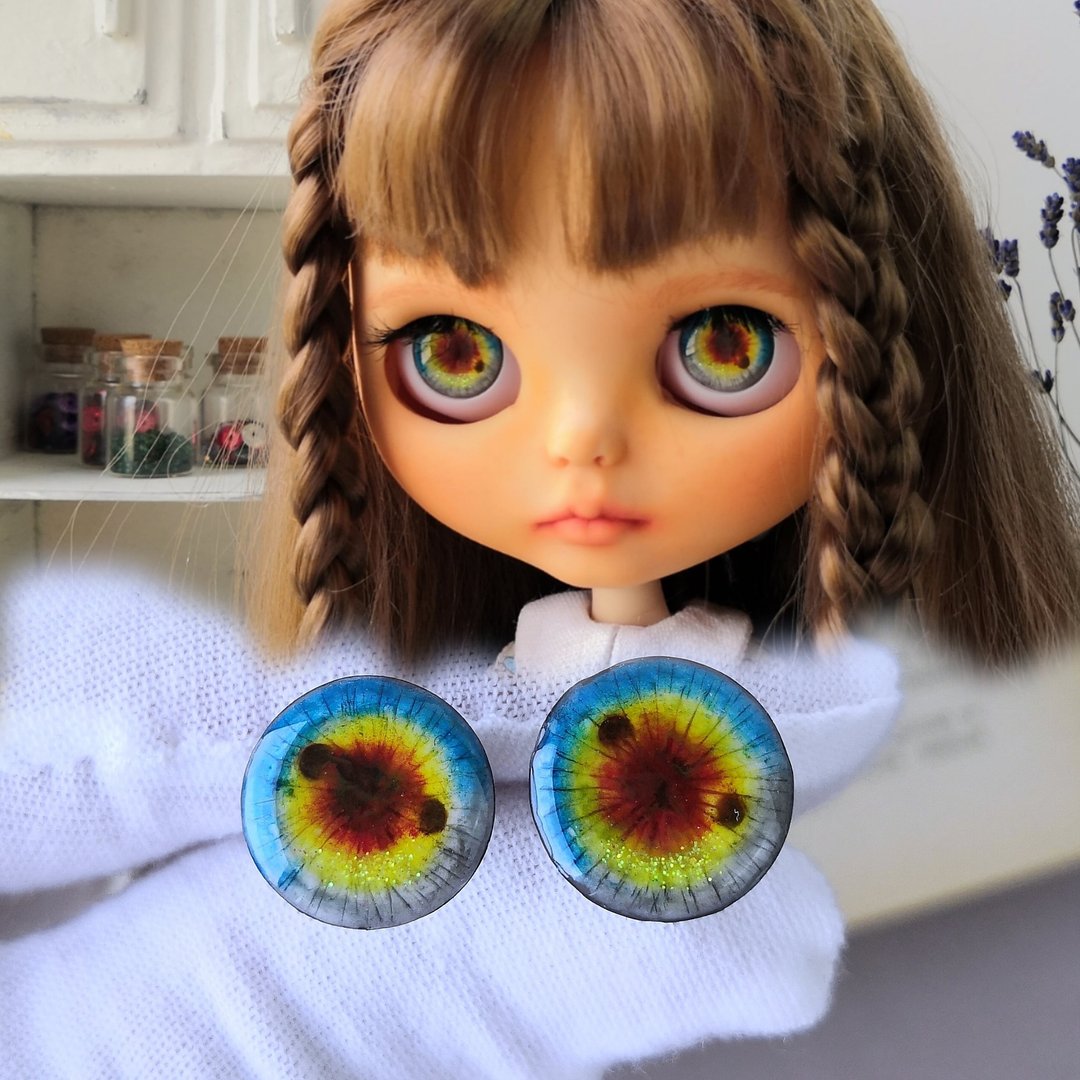 3D 眼睛芯片 14 毫米，定制 Blythe 娃娃眼睛芯片 - 玩偶/公仔 - 树脂 