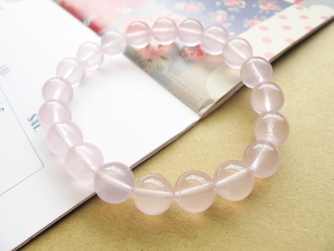 粉晶9.5mm【粉粉系】好人缘加持 爱情天然石系列 原件寄出 - 手链/手环 - 水晶 粉红色