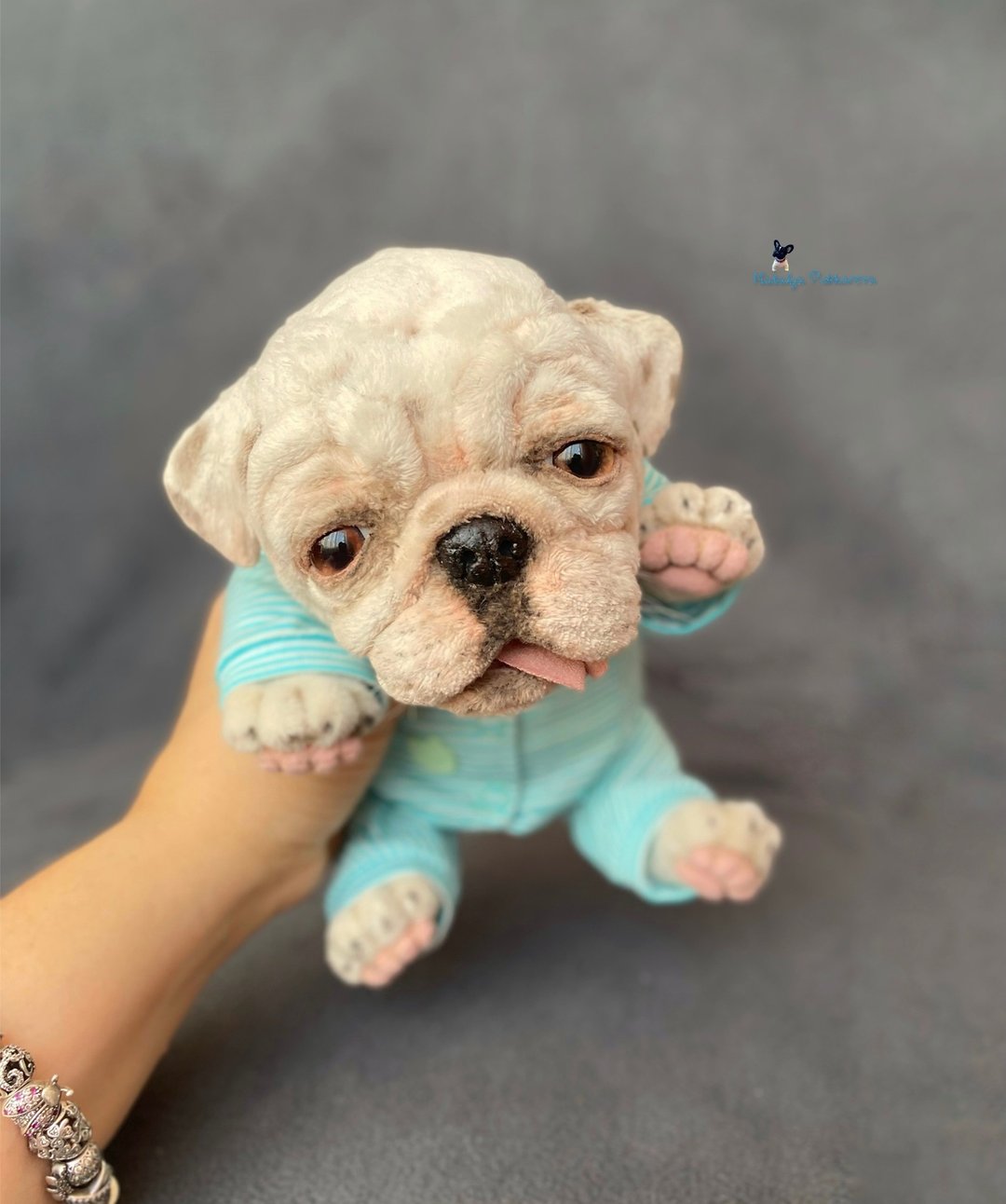 英国斗牛犬小狗 逼真的玩具 毛绒玩具 - 玩偶/公仔 - 聚酯纤维 白色