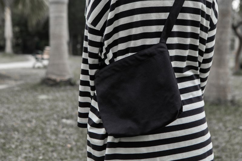 环保购物袋-楼下买咖啡 - 侧背包/斜挎包 - 棉．麻 黑色